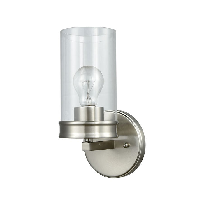 ELK Lighting Leland 1-Light Wall Sconce, Nickel/Clear Blown Glass