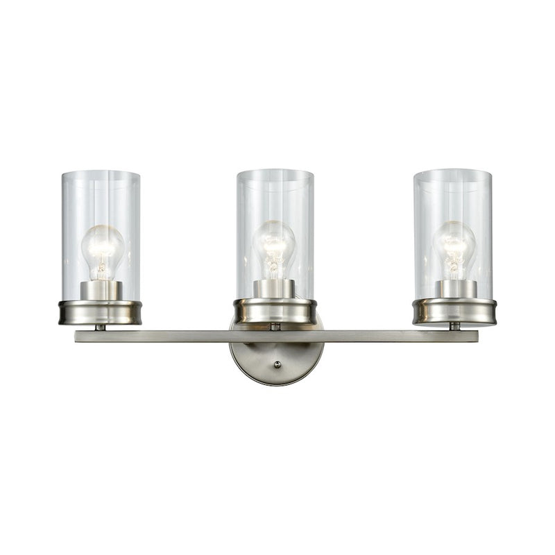 ELK Lighting Leland Vanity Lamp, Nickel/Clear Blown Glass