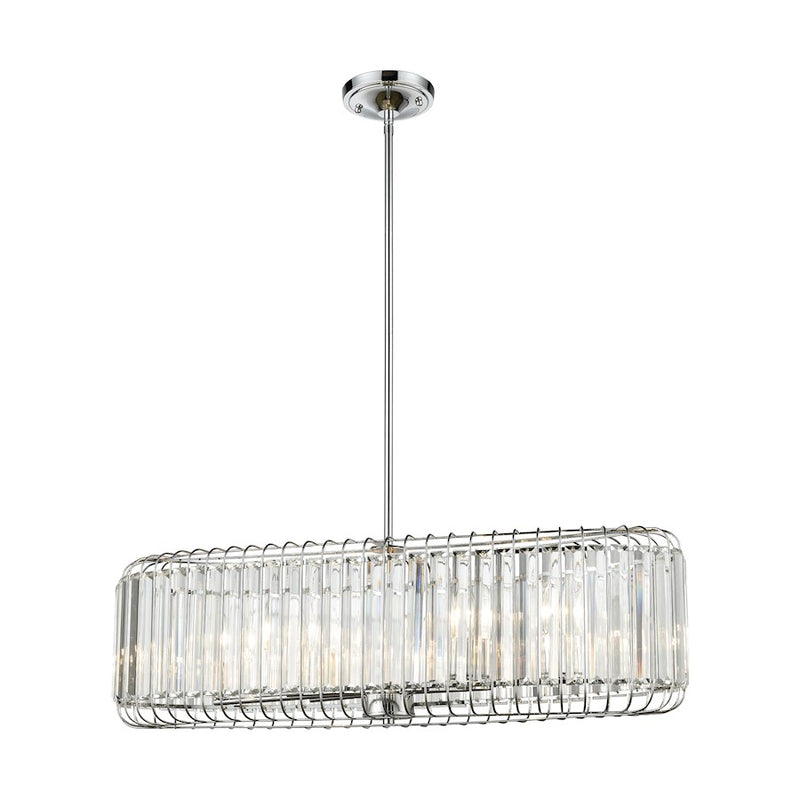 ELK Lighting Beaumont 6-Light Linear Chandelier, Chrome/Clear Crystal
