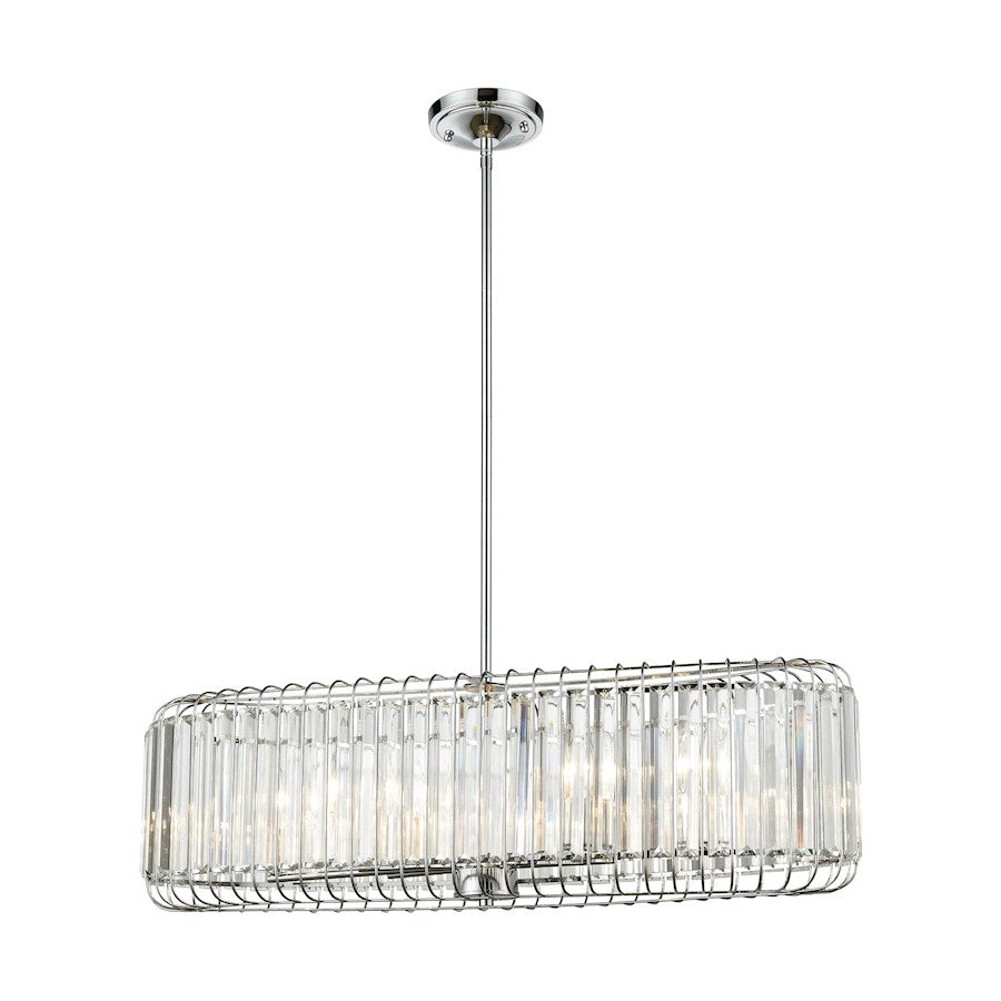 ELK Lighting Beaumont 6-Light Linear Chandelier, Chrome/Clear Crystal