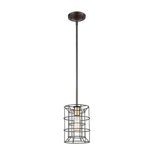 ELK Lighting Dayton 1-Light Mini Pendant, Bronze & Brass/Wire Cage