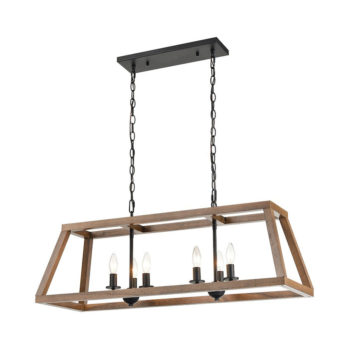 ELK Lighting Barrow 6-Light Island Light, Birchwood and Matte Black