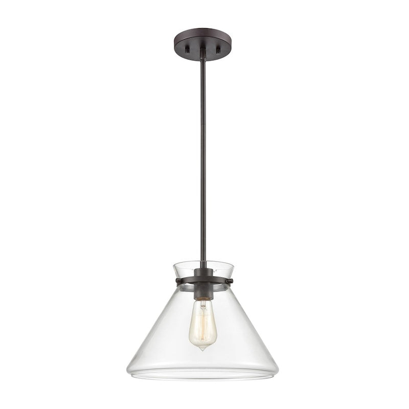 ELK Lighting Mickley 1-Light Mini Pendant, Bronze/Clear