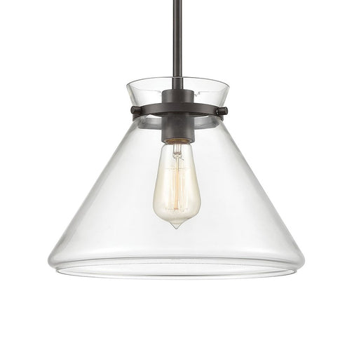 ELK Lighting Mickley 1-Light Mini Pendant, Bronze/Clear
