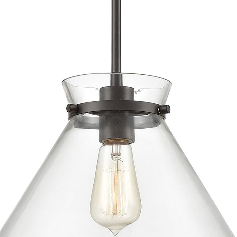 ELK Lighting Mickley 1-Light Mini Pendant, Bronze/Clear