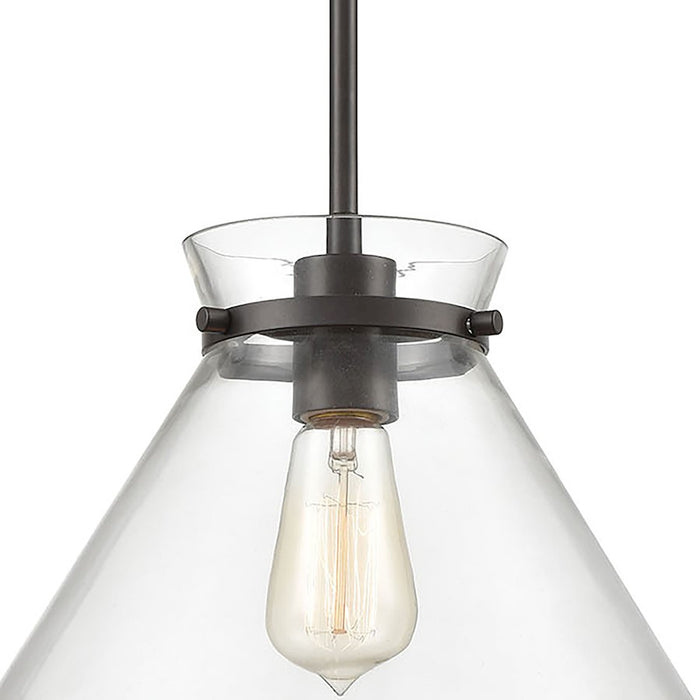 ELK Lighting Mickley 1-Light Mini Pendant, Bronze/Clear