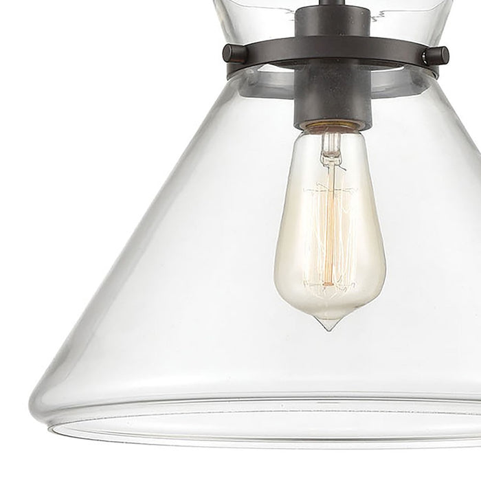 ELK Lighting Mickley 1-Light Mini Pendant, Bronze/Clear