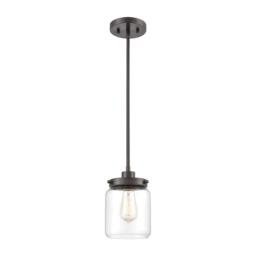 ELK Lighting Mason 1-Light Mini Pendant, Oil Rubbed Bronze/Clear Glass