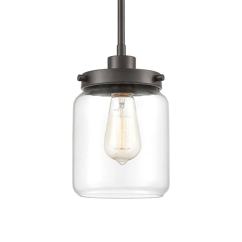 ELK Lighting Mason 1-Light Mini Pendant, Oil Rubbed Bronze/Clear Glass