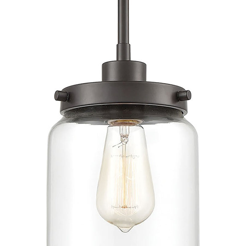 ELK Lighting Mason 1-Light Mini Pendant, Oil Rubbed Bronze/Clear Glass