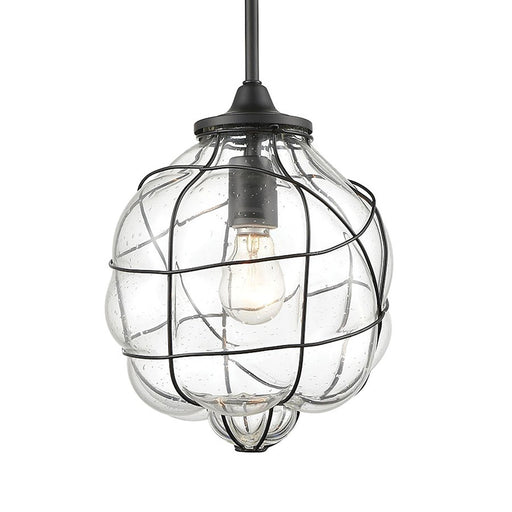 ELK Lighting Adorn 1-Light Mini Pendant, Bronze/Clear Seedy Glass