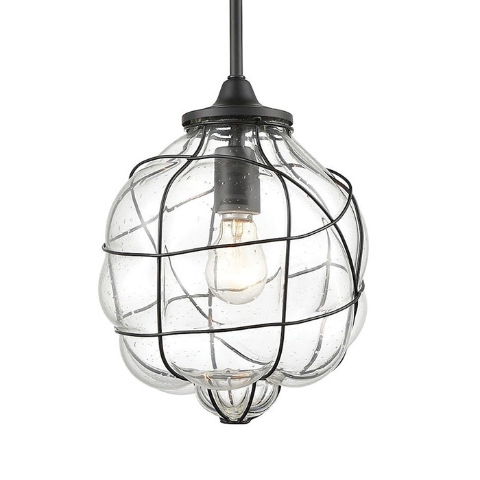ELK Lighting Adorn 1-Light Mini Pendant, Bronze/Clear Seedy Glass