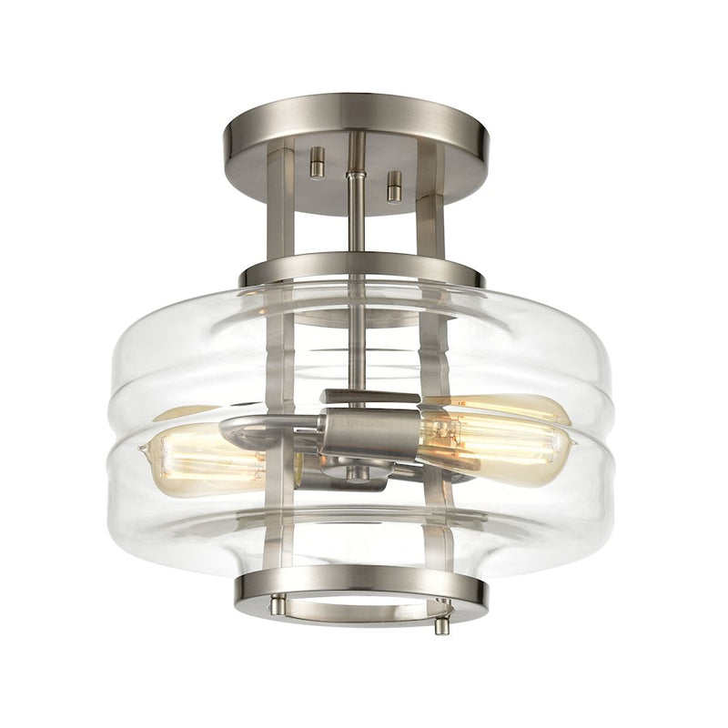 ELK Lighting Rover 2-Light Semi Flush Mount, Clear Glass