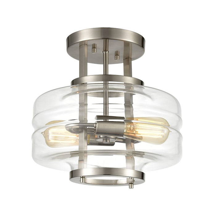 ELK Lighting Rover 2-Light Semi Flush Mount, Clear Glass