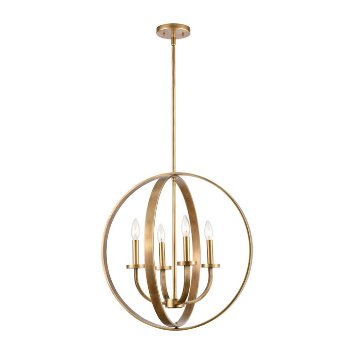 ELK Lighting Erindale 4 Light Chandelier, Natural Brass