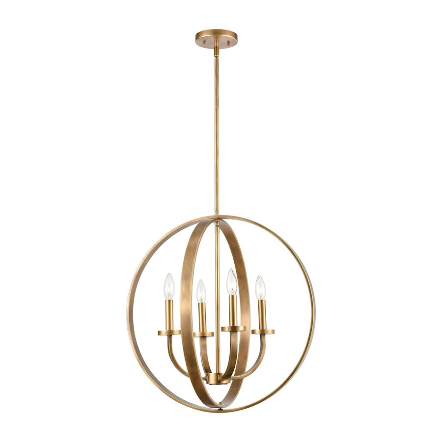 ELK Lighting Erindale 4 Light Chandelier, Natural Brass
