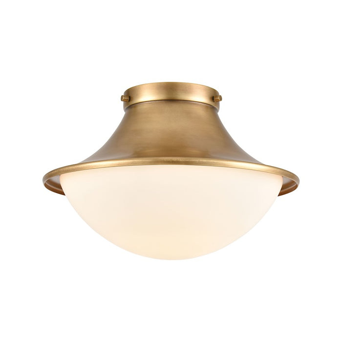 ELK Lighting Matterhorn 1-Light Flush, Natural Brass/Opal White