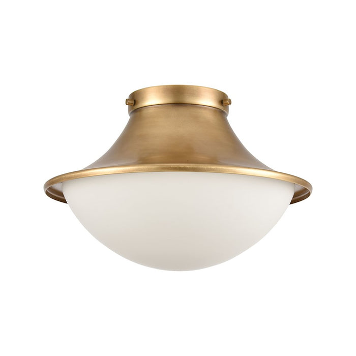 ELK Lighting Matterhorn 1-Light Flush, Natural Brass/Opal White