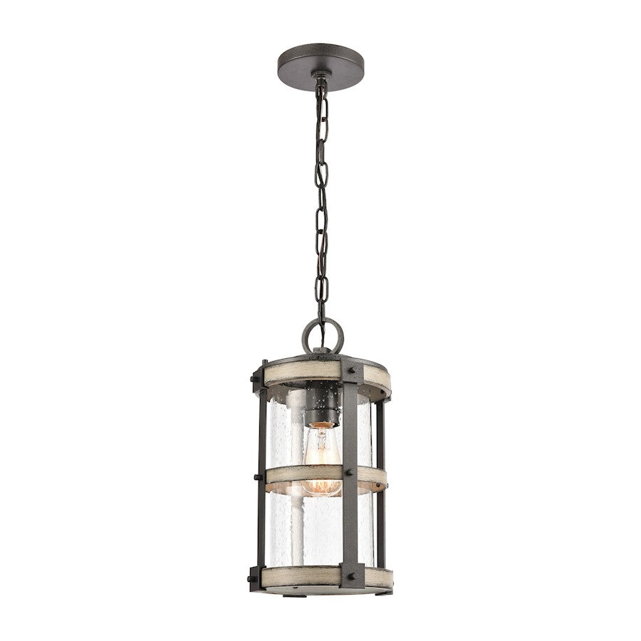ELK Lighting Crenshaw 1-Light Outdoor Pendant, Iron/Graywood/Seedy
