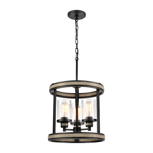 ELK Lighting Beaufort 3-Light Pendant, Iron/Graywood/Seedy