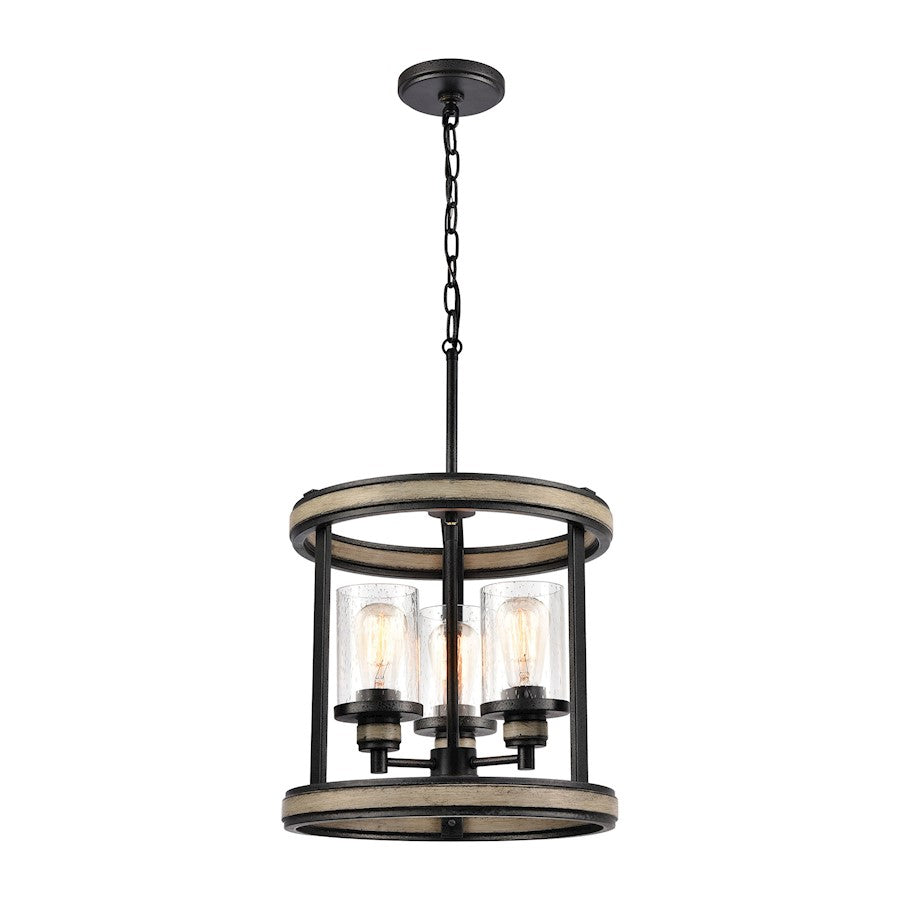 ELK Lighting Beaufort 3-Light Pendant, Iron/Graywood/Seedy