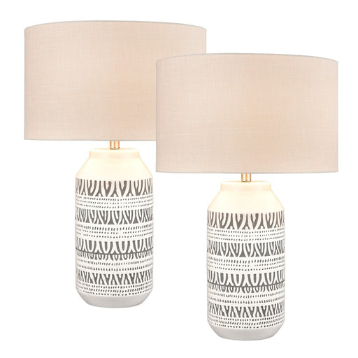 Elk Lighting Calabar 1 Light Table Lamp, Set of 2, White/White