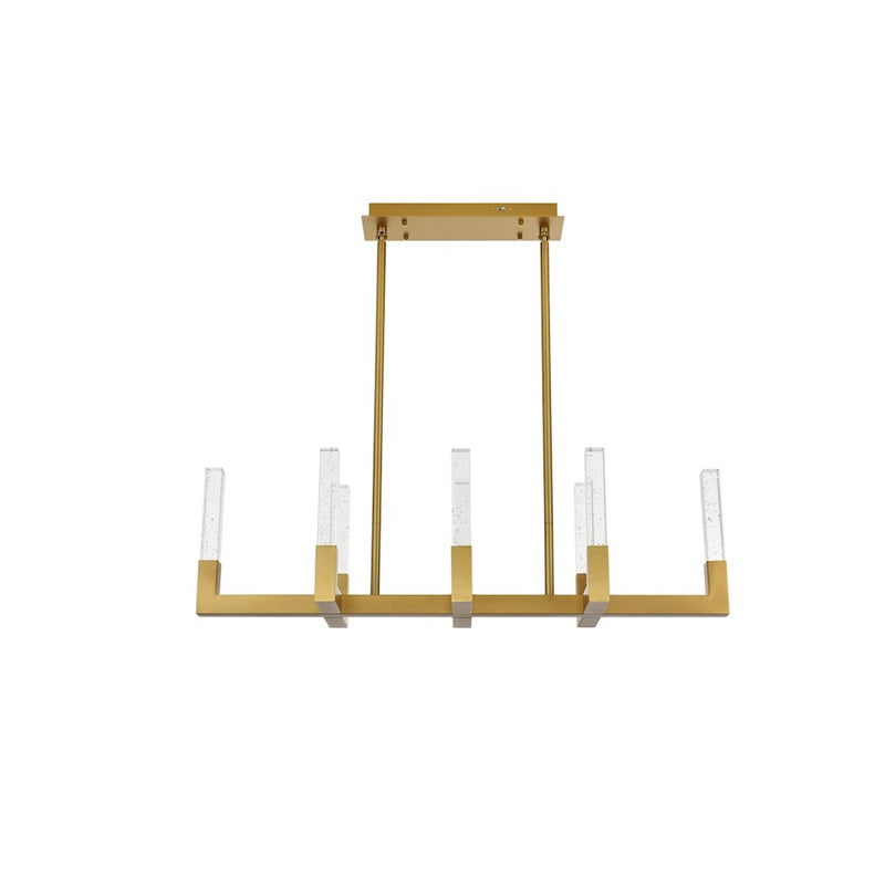 Elegant Lighting Noemi 8 Light 42" LED Pendant, Satin Gold/Clear