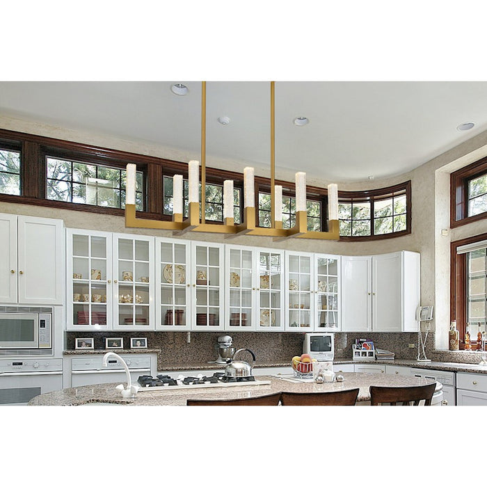 Elegant Lighting Noemi 8 Light 42" LED Pendant, Satin Gold/Clear
