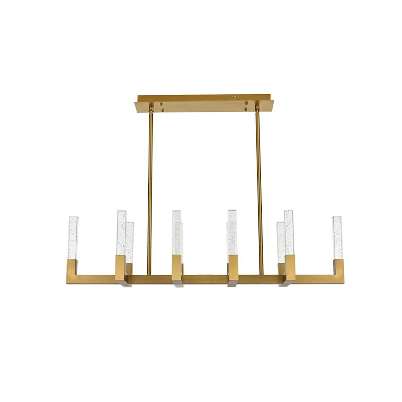 Elegant Lighting Noemi 10 Light 48" LED Pendant, Satin Gold/Clear