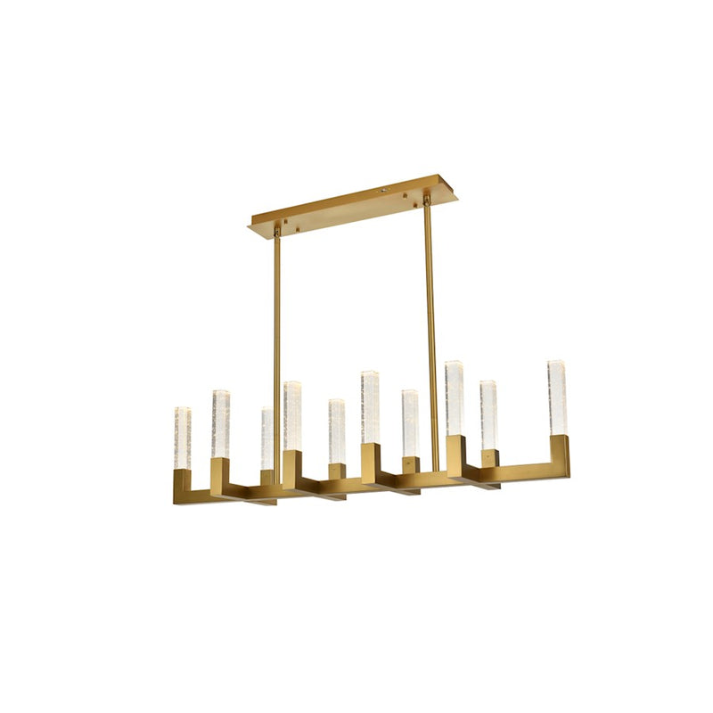 Elegant Lighting Noemi 10 Light 48" LED Pendant, Satin Gold/Clear