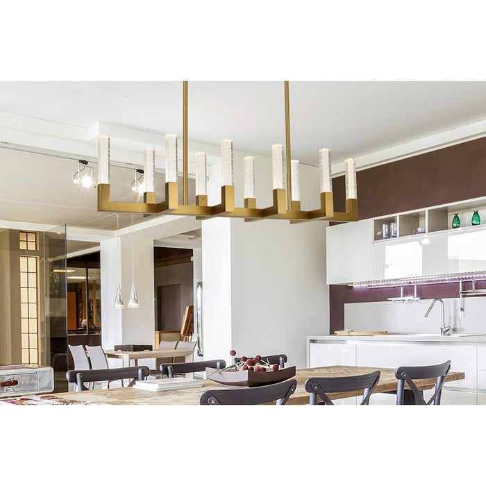 Elegant Lighting Noemi 10 Light 48" LED Pendant, Satin Gold/Clear