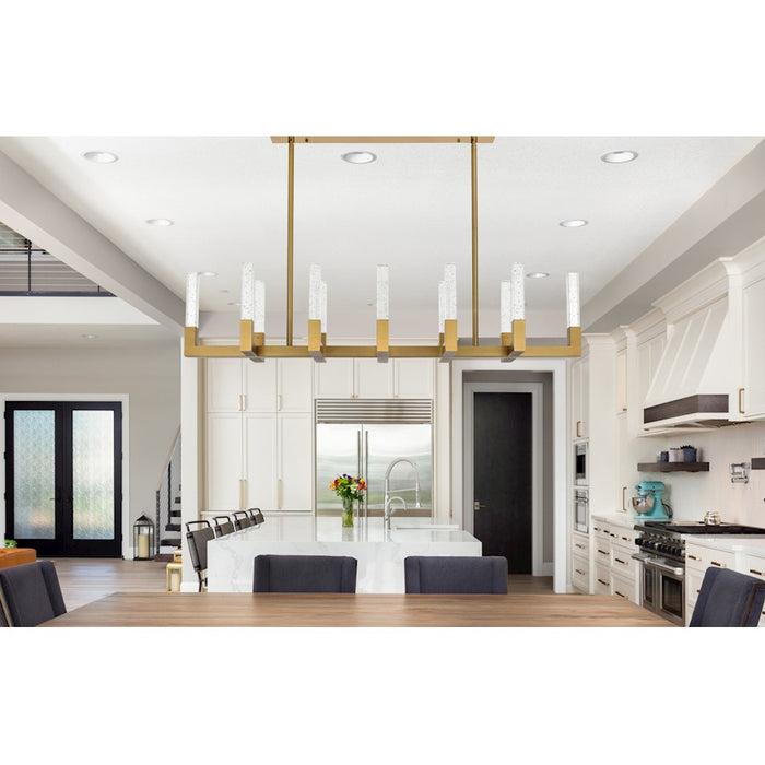 Elegant Lighting Noemi 12 Light 54" LED Pendant, Satin Gold/Clear