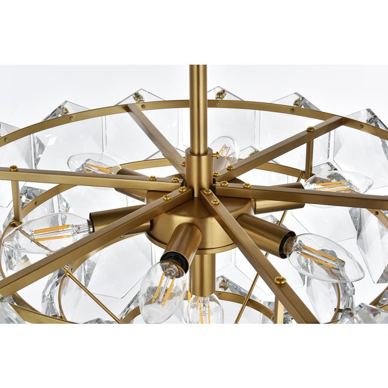 Elegant Lighting Adaline 8 Light 20" Chandelier, Satin Gold/Clear