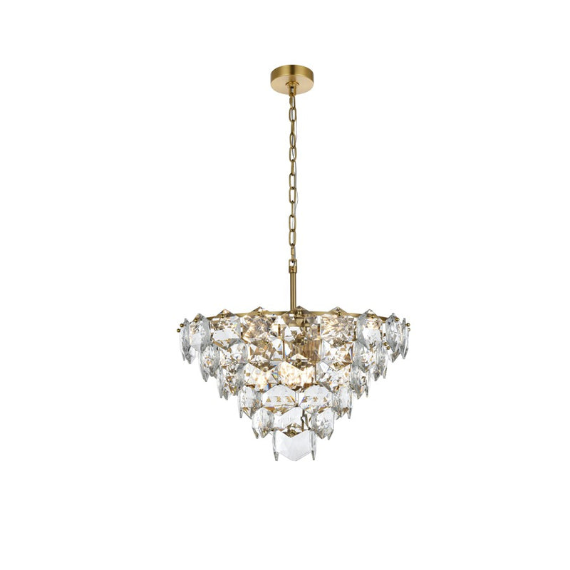 Elegant Lighting Adaline 11 Light 24" Chandelier, Satin Gold/Clear