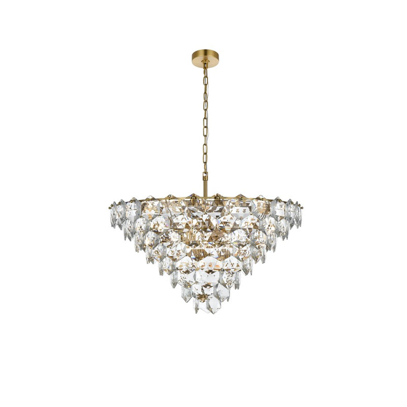 Elegant Lighting Adaline 15 Light 32" Chandelier, Satin Gold/Clear