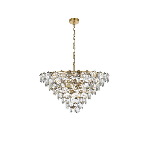 Elegant Lighting Adaline 15 Light 32" Chandelier, Satin Gold/Clear - 1050D32SG