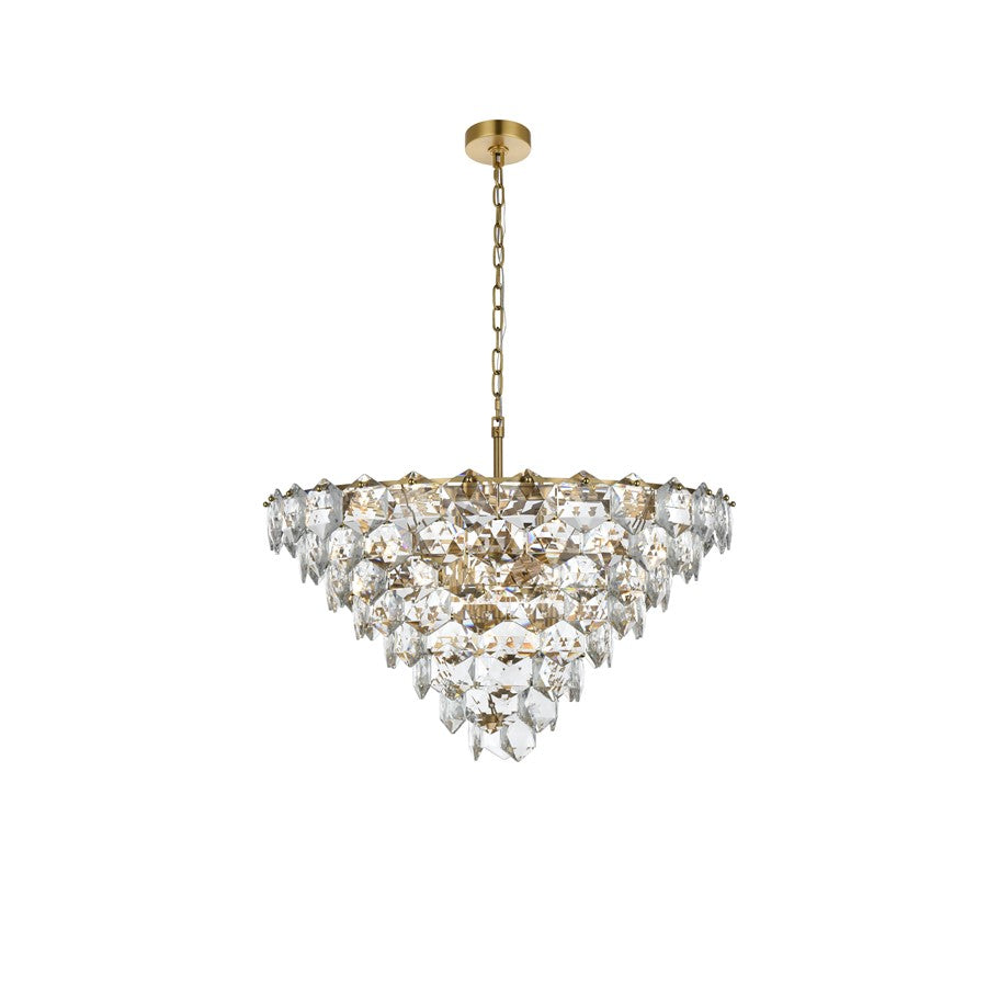 Elegant Lighting Adaline 15 Light 32" Chandelier, Satin Gold/Clear - 1050D32SG
