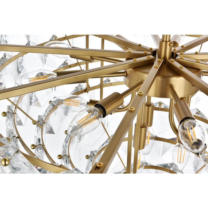 Elegant Lighting Adaline 15 Light 32" Chandelier, Satin Gold/Clear
