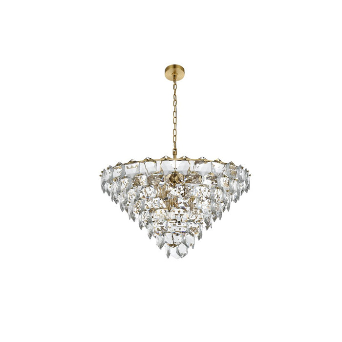Elegant Lighting Adaline 15 Light 32" Chandelier, Satin Gold/Clear