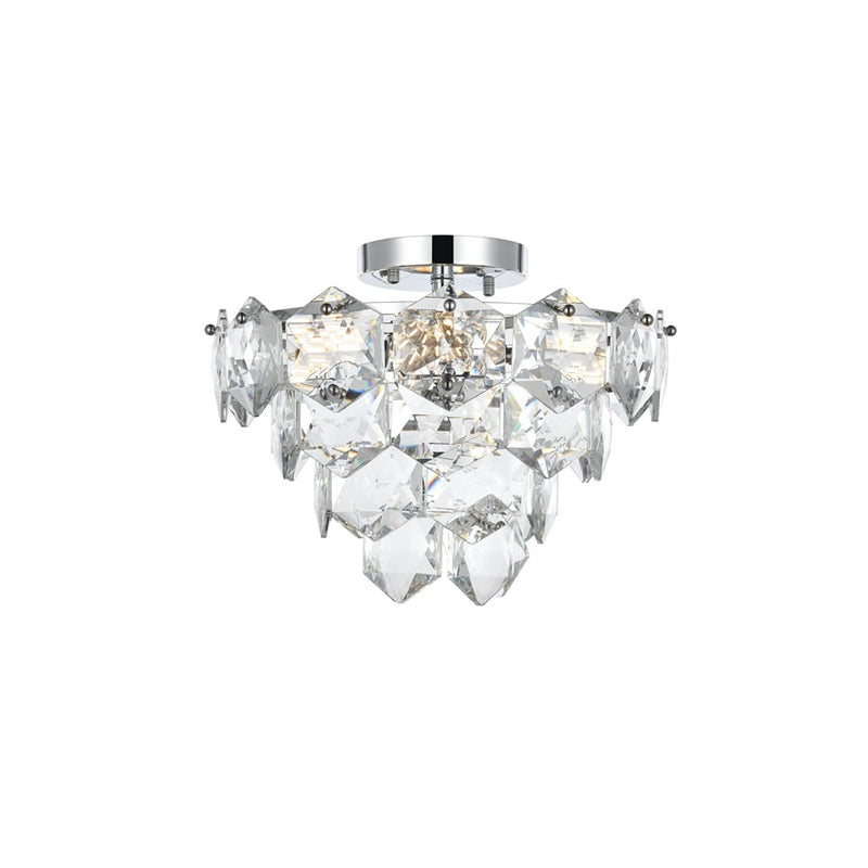 Elegant Lighting Adaline 6 Light 16" Flush Mount, Chrome/Clear