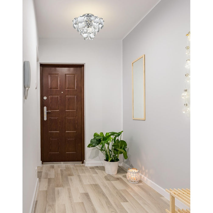 Elegant Lighting Adaline 6 Light 16" Flush Mount, Chrome/Clear