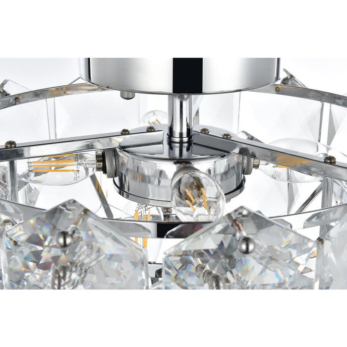 Elegant Lighting Adaline 6 Light 16" Flush Mount, Chrome/Clear