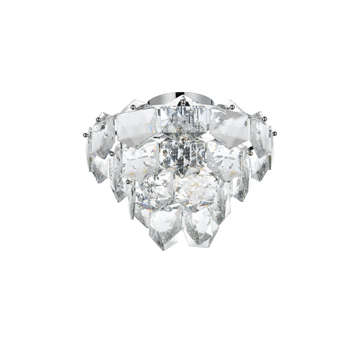 Elegant Lighting Adaline 6 Light 16" Flush Mount, Chrome/Clear