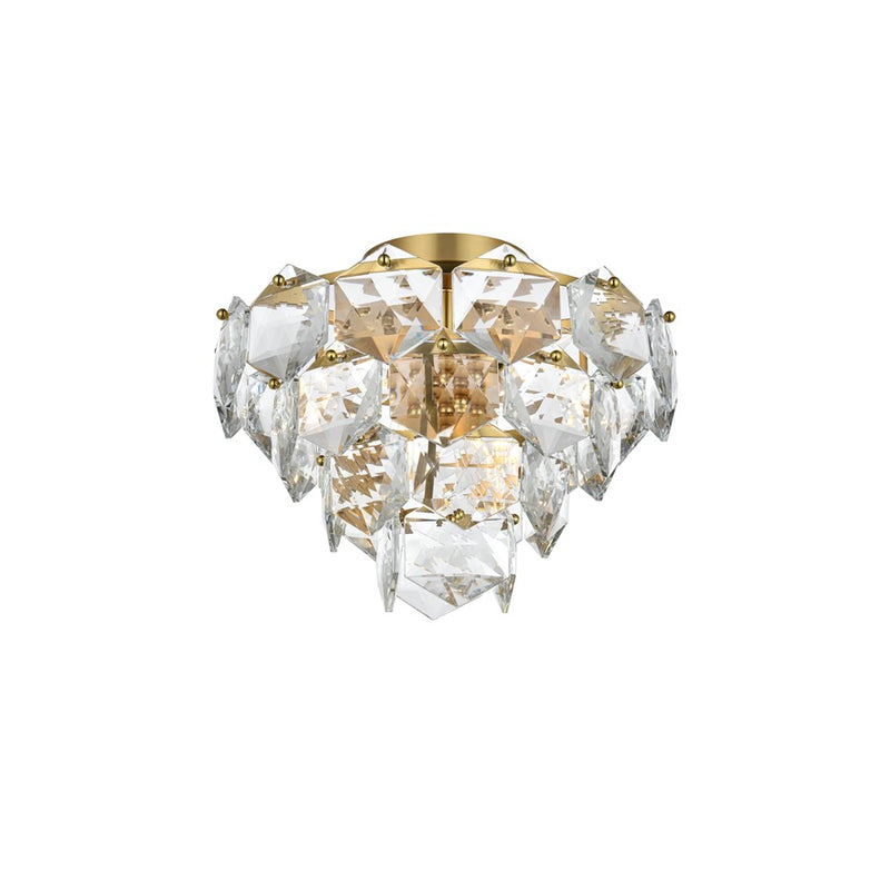 Elegant Lighting Adaline 6 Light 16" Flush Mount, Satin Gold/Clear