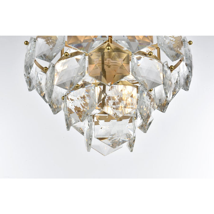 Elegant Lighting Adaline 6 Light 16" Flush Mount, Satin Gold/Clear