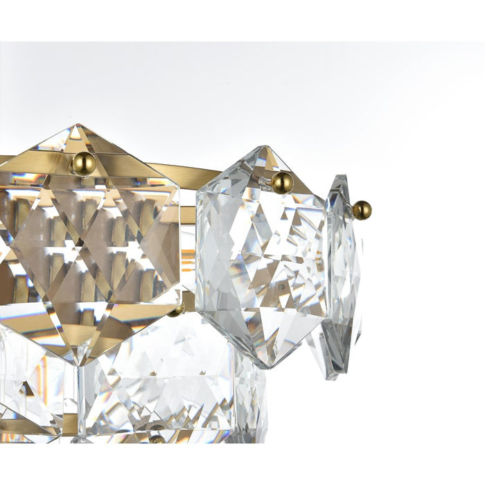 Elegant Lighting Adaline 6 Light 16" Flush Mount, Satin Gold/Clear