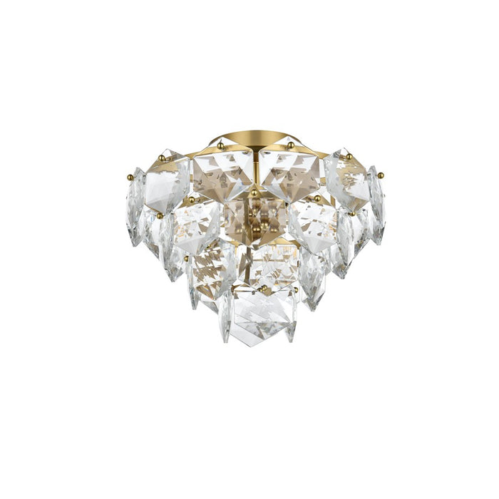 Elegant Lighting Adaline 6 Light 16" Flush Mount, Satin Gold/Clear