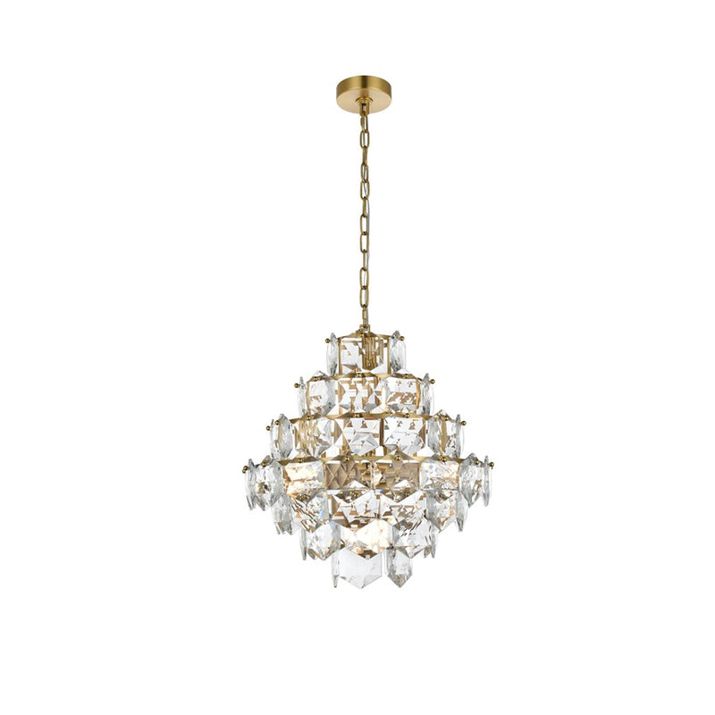Elegant Lighting Adaline 11 Light 20" Chandelier, Satin Gold/Clear