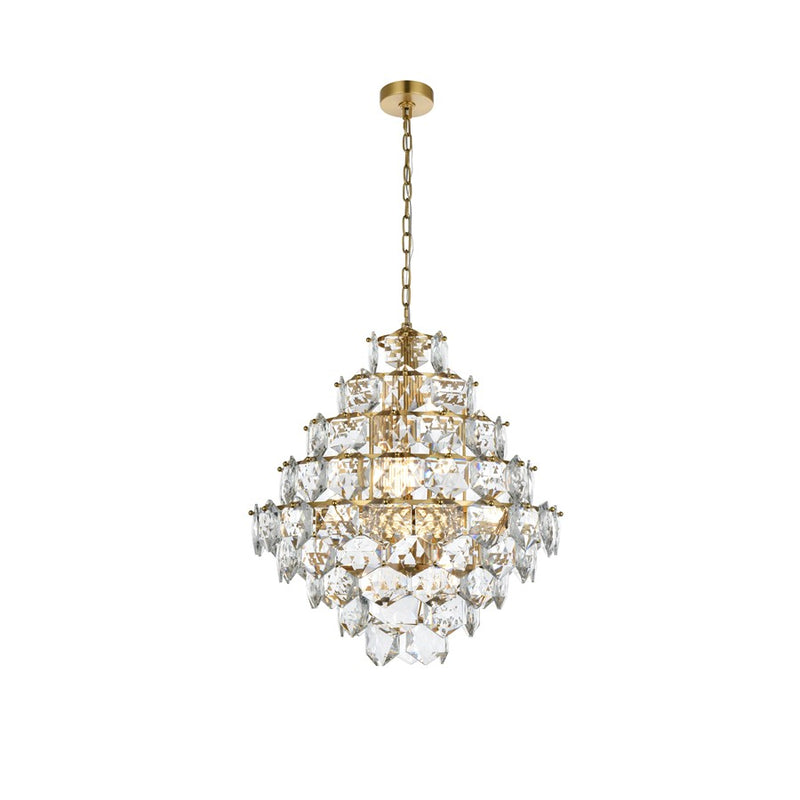 Elegant Lighting Adaline 15 Light 24" Chandelier, Satin Gold/Clear