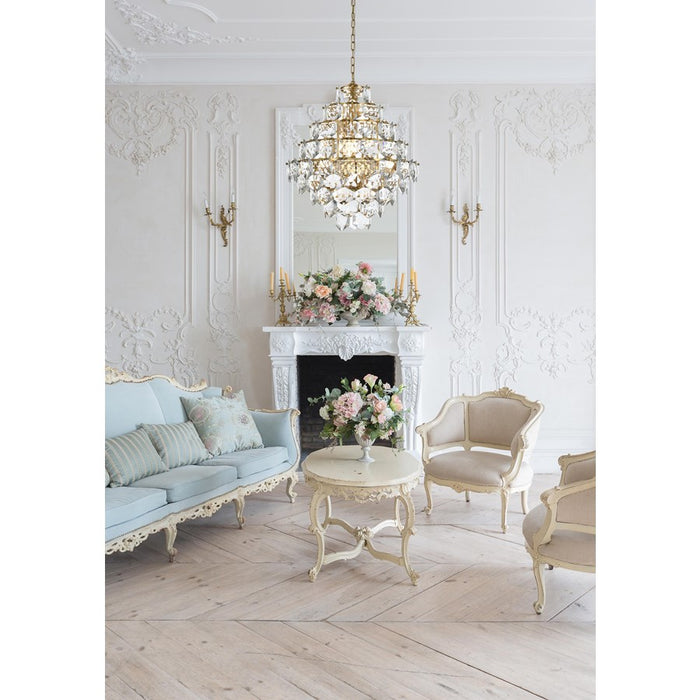 Elegant Lighting Adaline 15 Light 24" Chandelier, Satin Gold/Clear